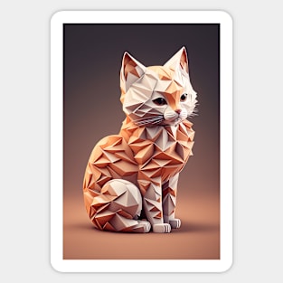 Cute Cat Portrait Paper Art Style Sticker